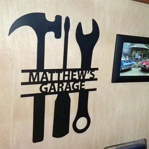 The Garage Custom Cut Metal Sign | MN1012-Gerbera Prints.