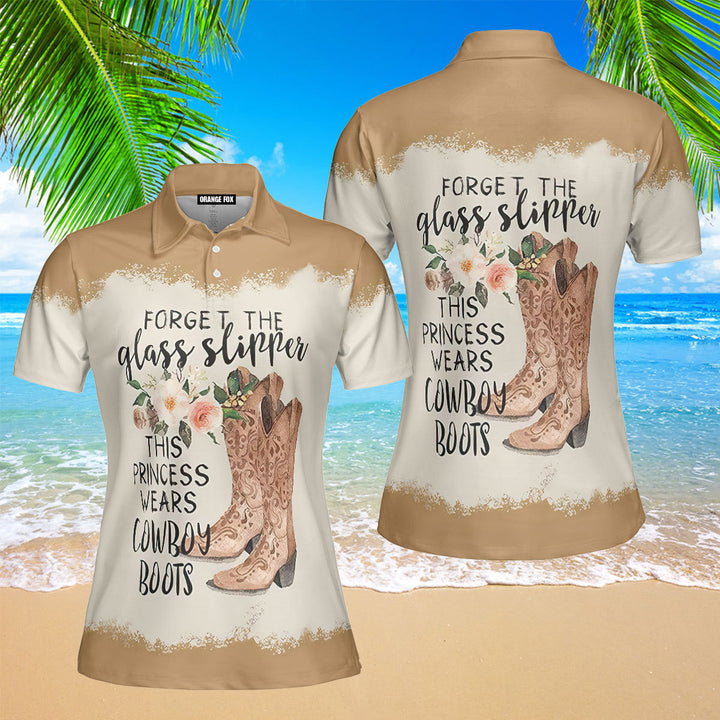 This Princess Wears Cowboy Boots - Gift For Cowboys, Cowgirls - White Brown Boots Polo Shirt For Women