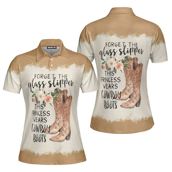 This Princess Wears Cowboy Boots - Gift For Cowboys, Cowgirls - White Brown Boots Polo Shirt For Women