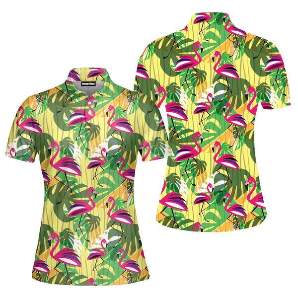 Thou Shall Not Try Me Flamingo Tropical Polo Shirt For Women