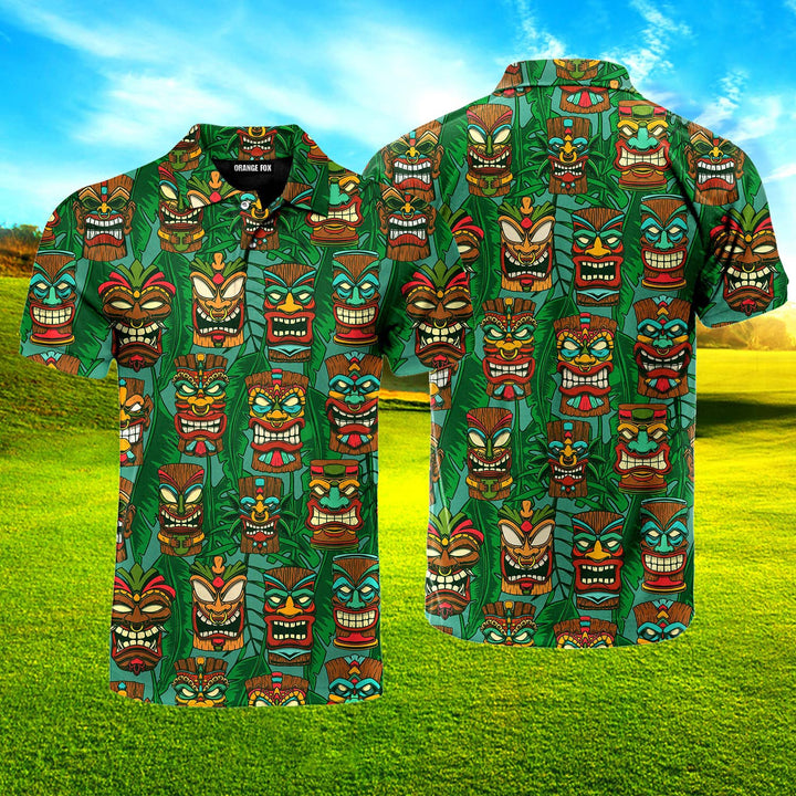 Tiki Palm Leaves Tropical Polo Shirt For Men