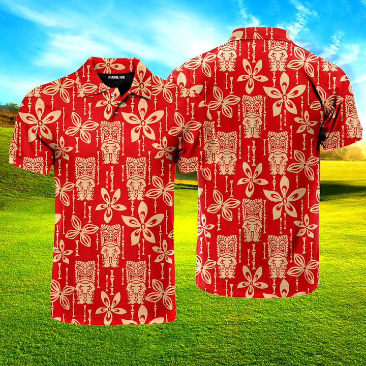 Tiki Tapa Pattern Polo Shirt For Men