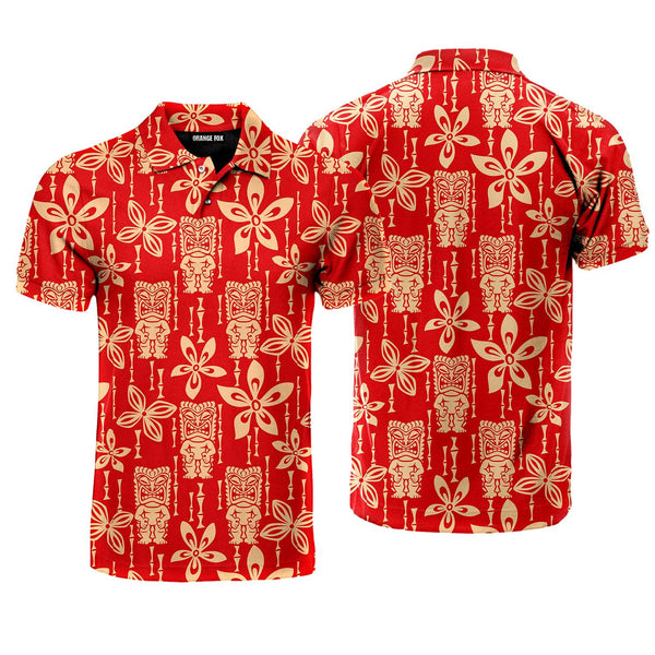 Tiki Tapa Pattern Polo Shirt For Men