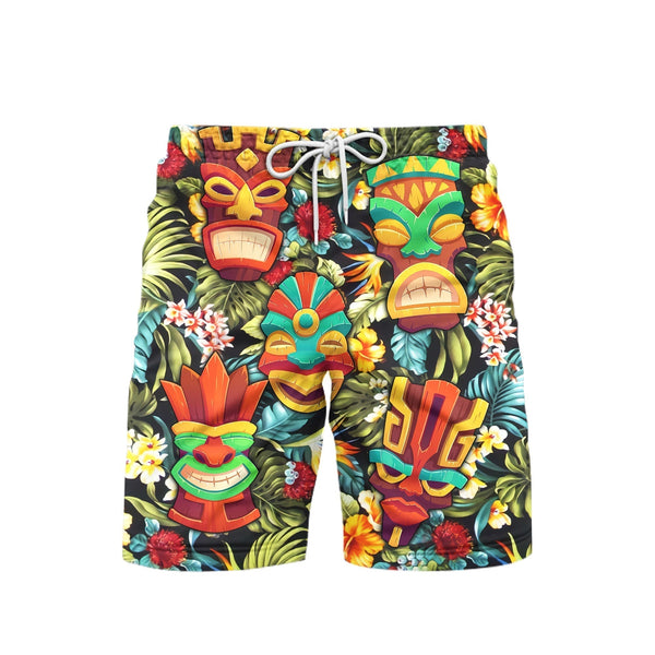 Tiki Tiki Head Beach Shorts For Men