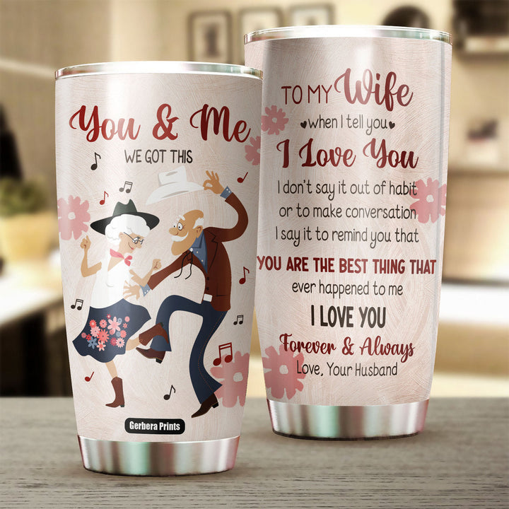 To My Wife Mother's Day Gift From Husband Stainless Steel Tumbler Cup Travel Mug TC5914-Gerbera Prints.