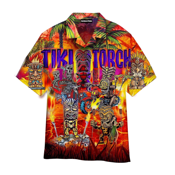 Torches Tiki Tropical Red Aloha Hawaiian Shirts For Men And For Women