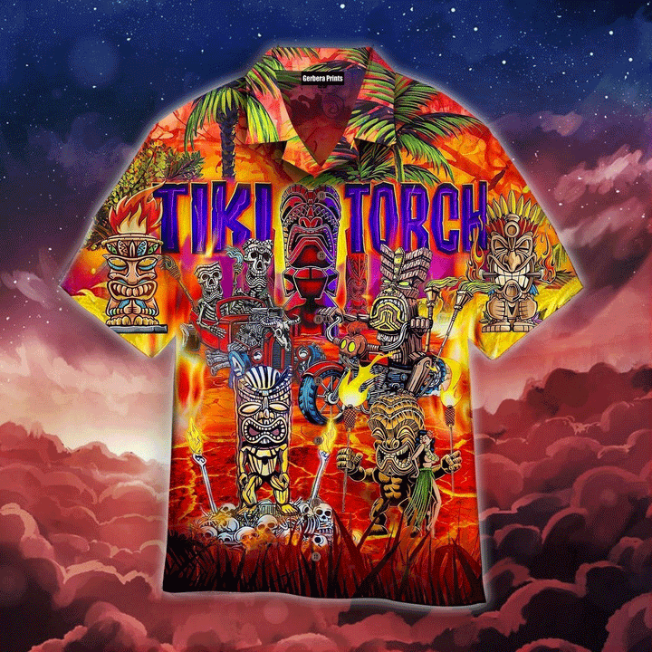 Torches Tiki Tropical Red Aloha Hawaiian Shirts For Men And For Women