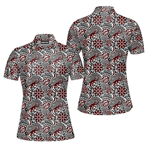 Tribal Tattoo In Maori Style Pattern Polo Shirt For Women