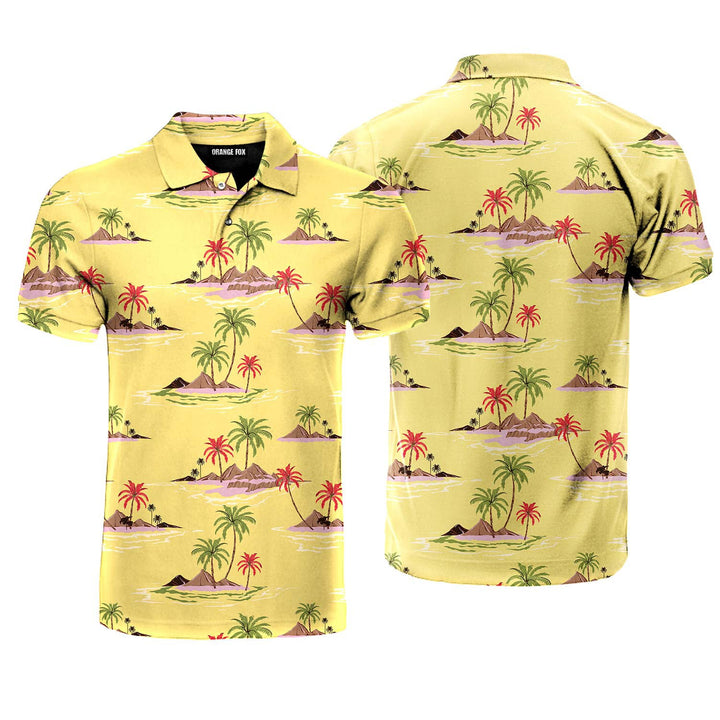 Tropical Beach Yellow Polo Shirt For Men