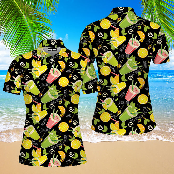 Tropical Detox Cocktail Polo Shirt For Women