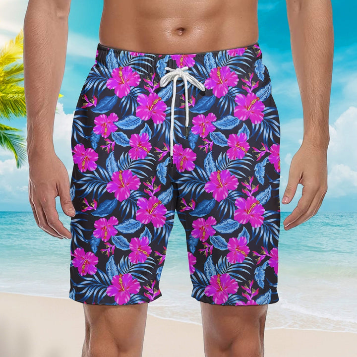 Tropical Flowers Hibiscus Beach Shorts For Men