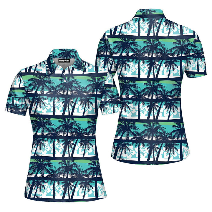 Tropical Frangipani Palms Polo Shirt For Women