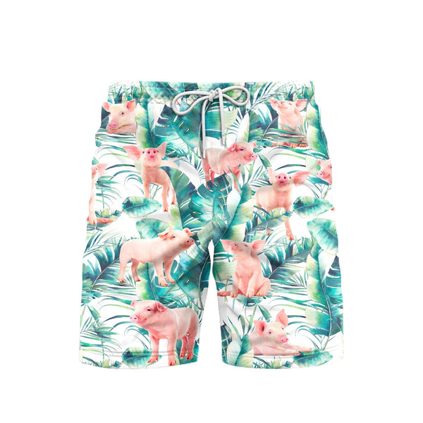 Tropical Funny Pig Beach Shorts For Men