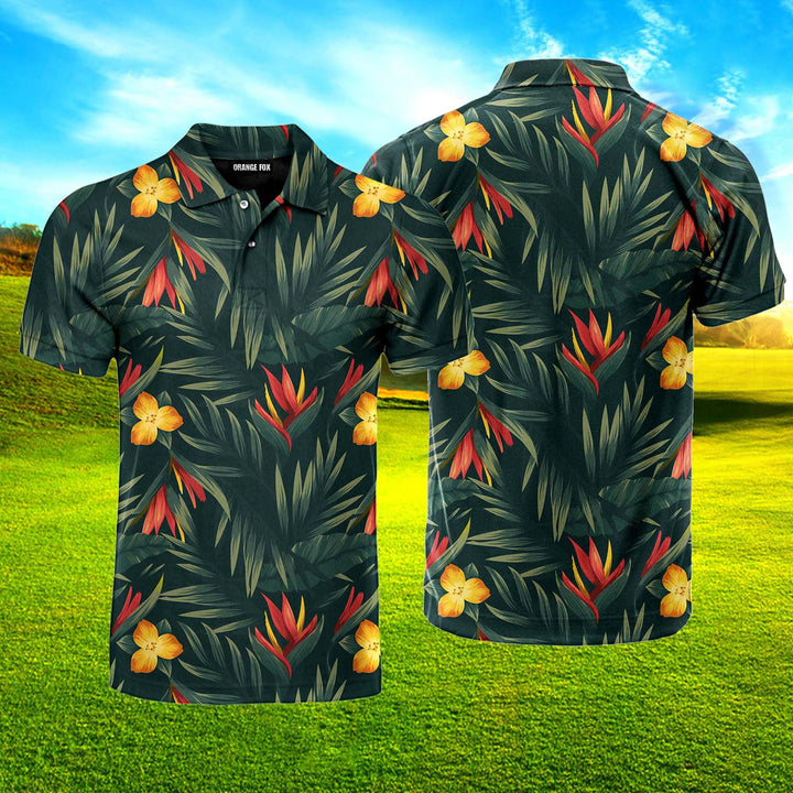 Tropical Leaves And Flowers Polo Shirt For Men