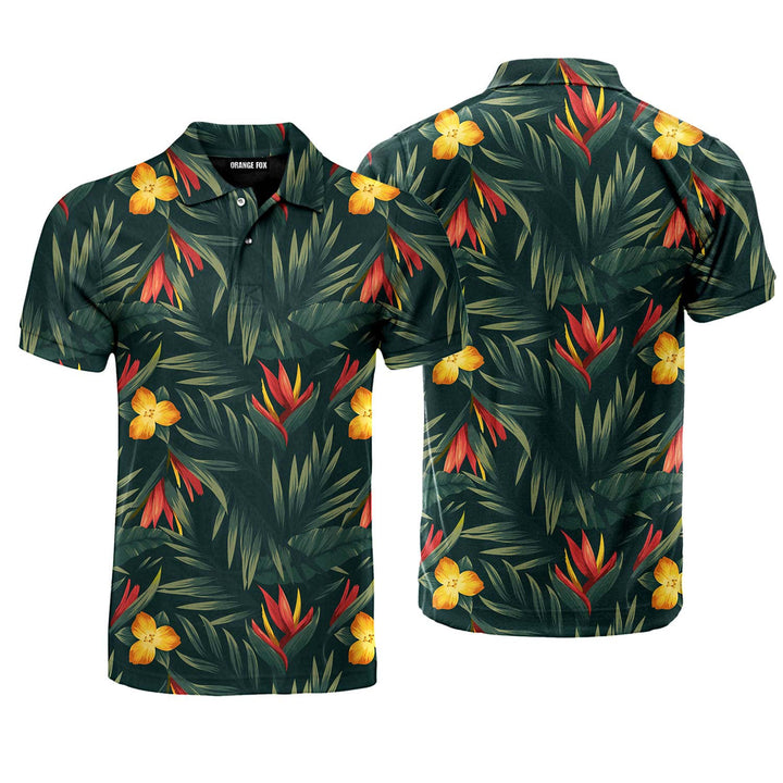 Tropical Leaves And Flowers Polo Shirt For Men