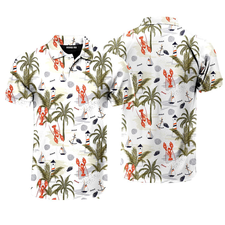 Tropical Lobster Aloha Polo Shirt For Men