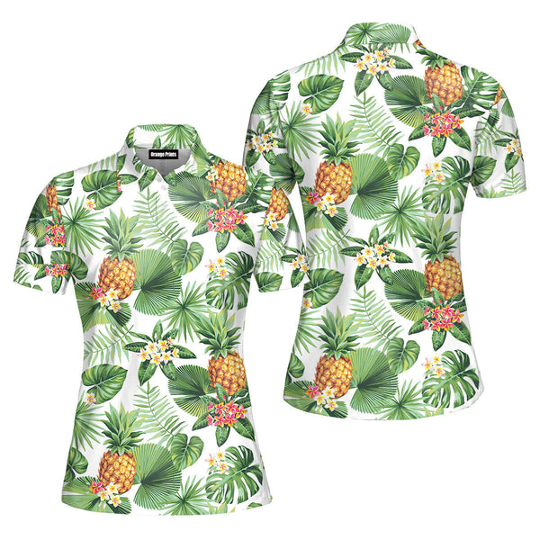 Tropical Pineapple Polo Shirt For Women