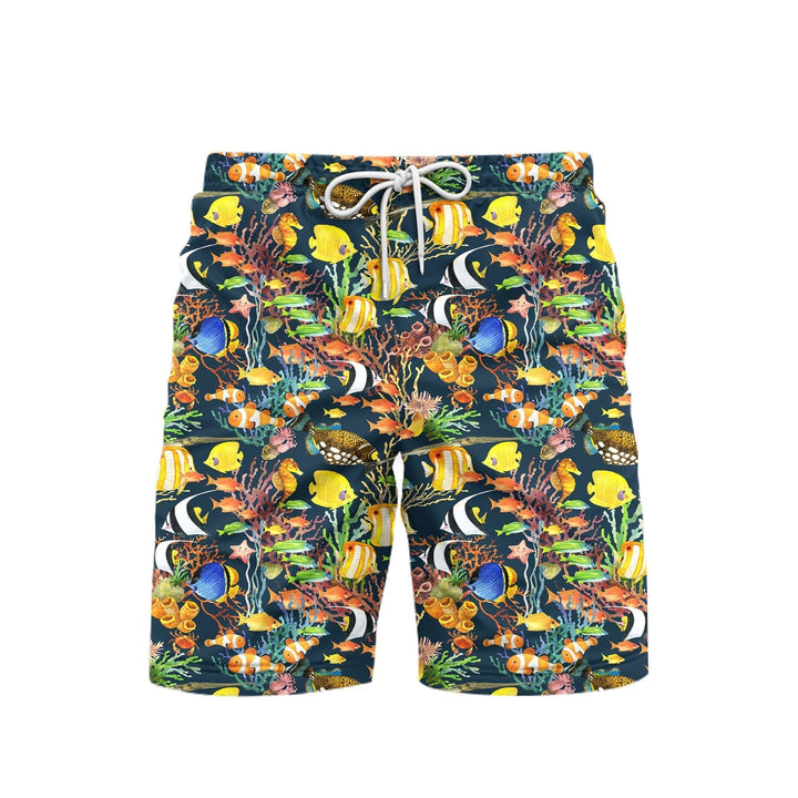 Tropical Sea Fish Pattern Beach Shorts For Men