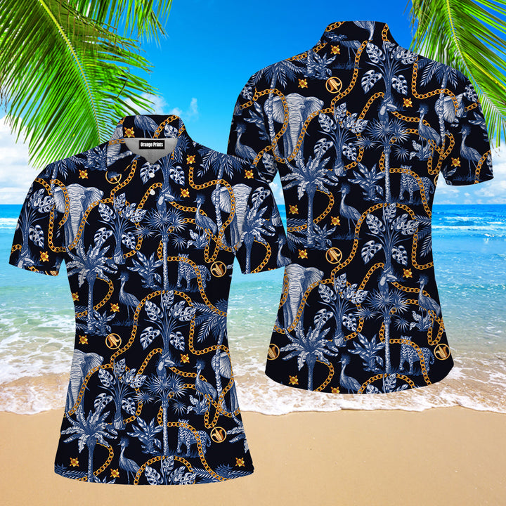 Tropical Trees Jungle Pattern Polo Shirt For Women