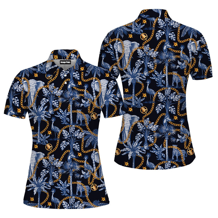 Tropical Trees Jungle Pattern Polo Shirt For Women