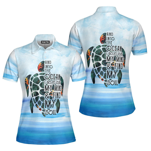 Turtle Into The Ocean Polo Shirt For Women