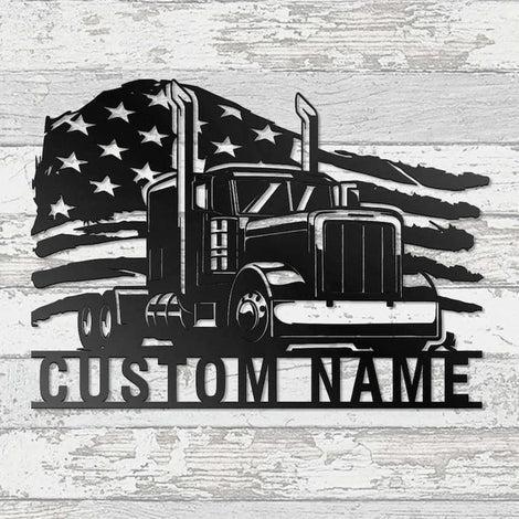 US Truck Driver Metal Wall Art Custom Cut Metal Sign | MN1504-Gerbera Prints.