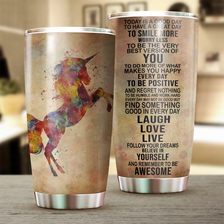 Unicorn Today Is A Good Day Stainless Steel Tumbler Cup | Travel Mug | TC3721