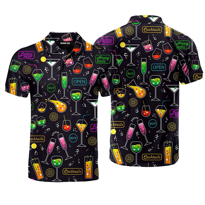 Vibrant Neon Cocktails Party Polo Shirt For Men