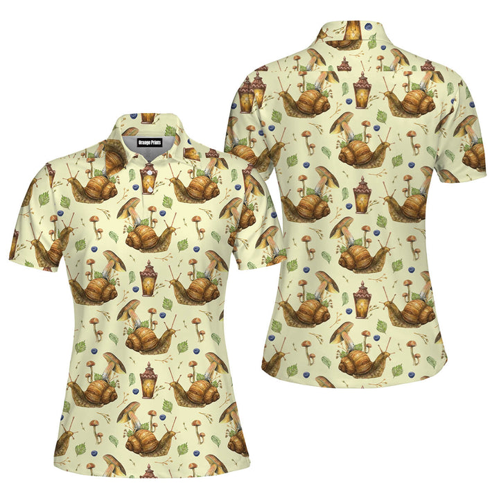 Watercolor Fairytale Snail Polo Shirt For Women