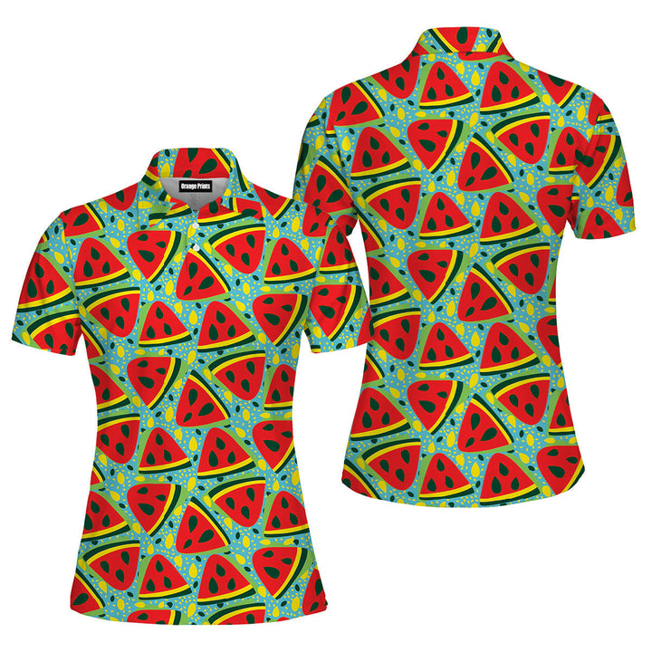 Watermelon Summer Fruit Polo Shirt For Women