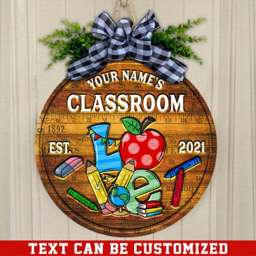 Welcome To My Classroom Custom Round Wood Sign | Home Decoration | Waterproof | WN1214-Colorful-Gerbera Prints.