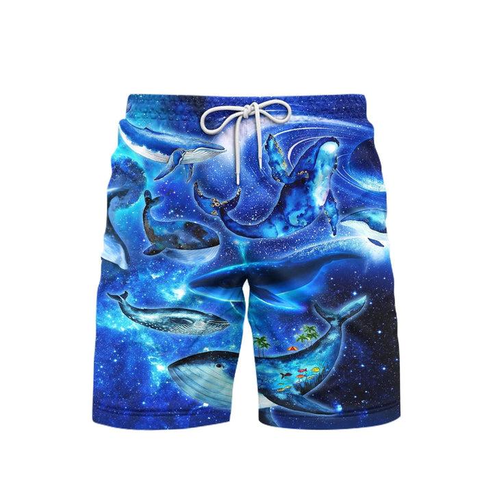 Whales Dancing In The Melody Of The Blue Sea Neon Beach Shorts For Men