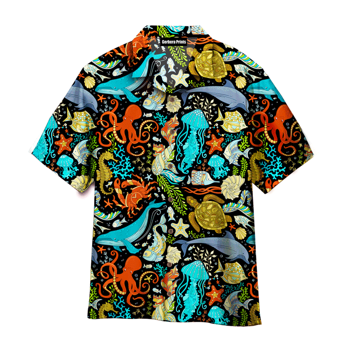 Wild Sea Life Colorful Colorful Aloha Hawaiian Shirts For Men And For Women WT6224