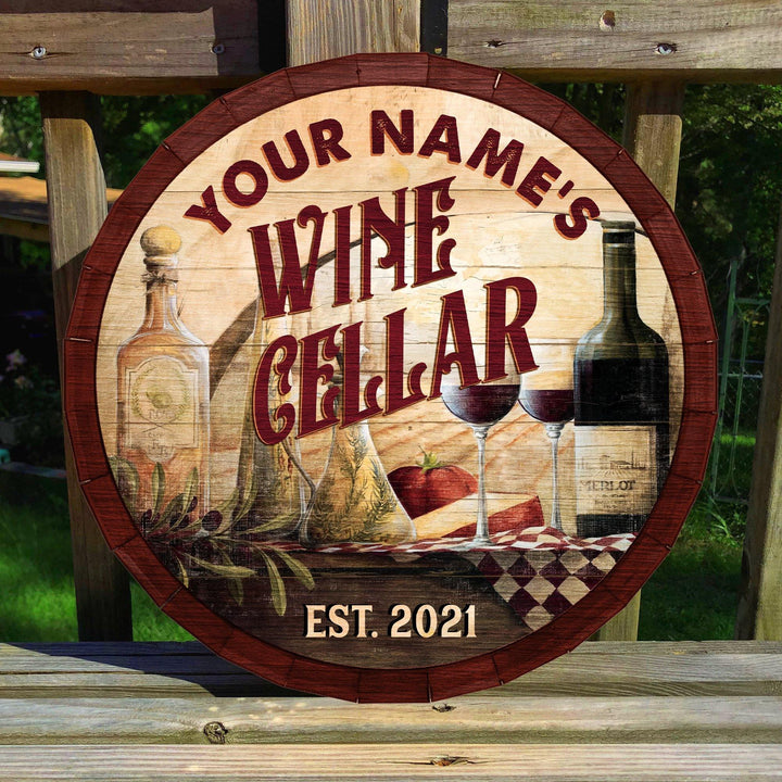 Wine Cellar Printed Wood Sign For Wine Enthusiasts, Wine Collectors Custom Round Wood Sign | Home Decoration | Waterproof | WN1475-Colorful-Gerbera Prints.