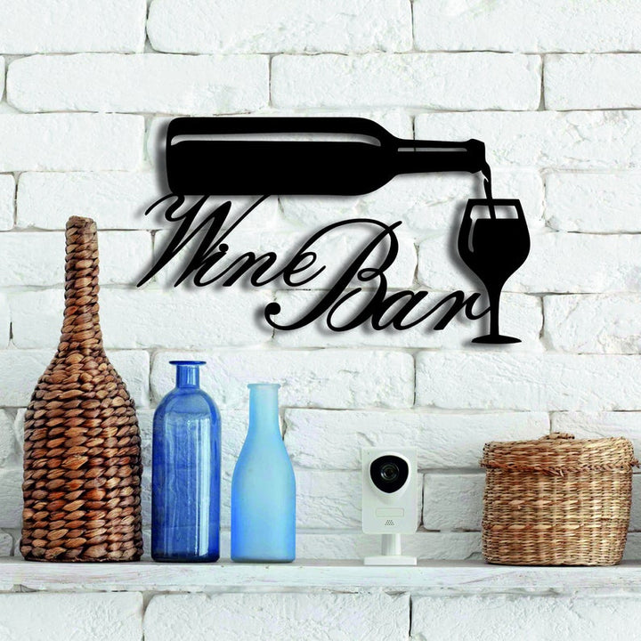 Wine Bar Bottle And Glasses Laser Cut Metal Signs