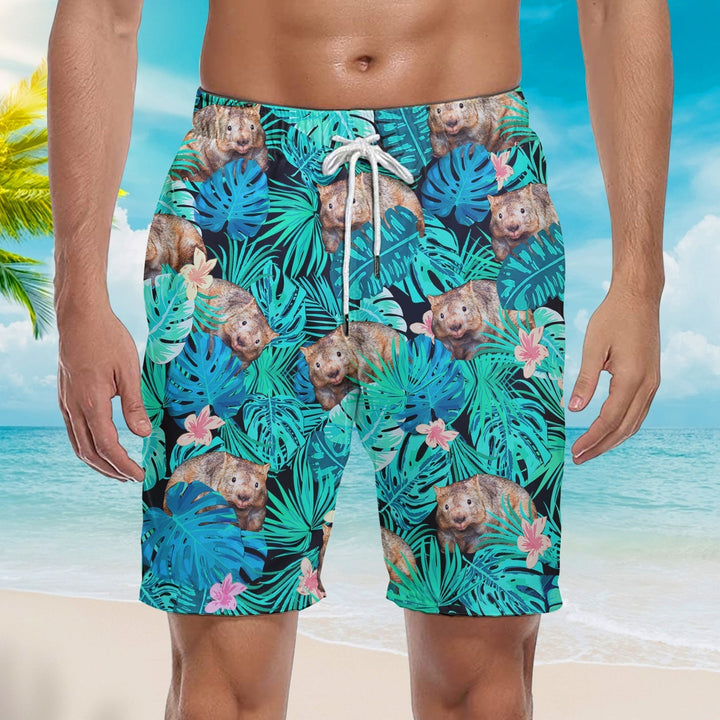 Wombat Tropical Leaves Beach Shorts For Men