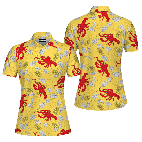 Yellow Crawfish Lemon Polo Shirt For Women