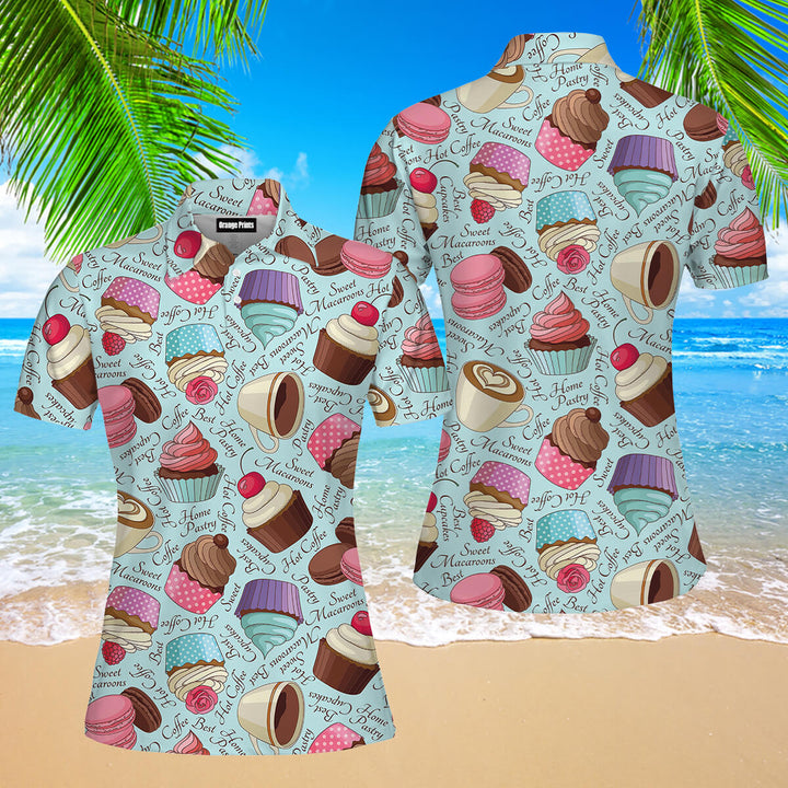 Yummy Colorful Chocolate Cupcakes Polo Shirt For Women