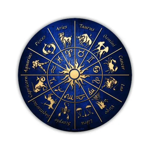 Zodiac Signs, Psychic Reader, Astrology Round Wood Sign | Home Decoration | Waterproof | WS1193-Colorful-Gerbera Prints.